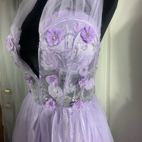 Lavender Halter Prom Dress - Picture 14 of 16